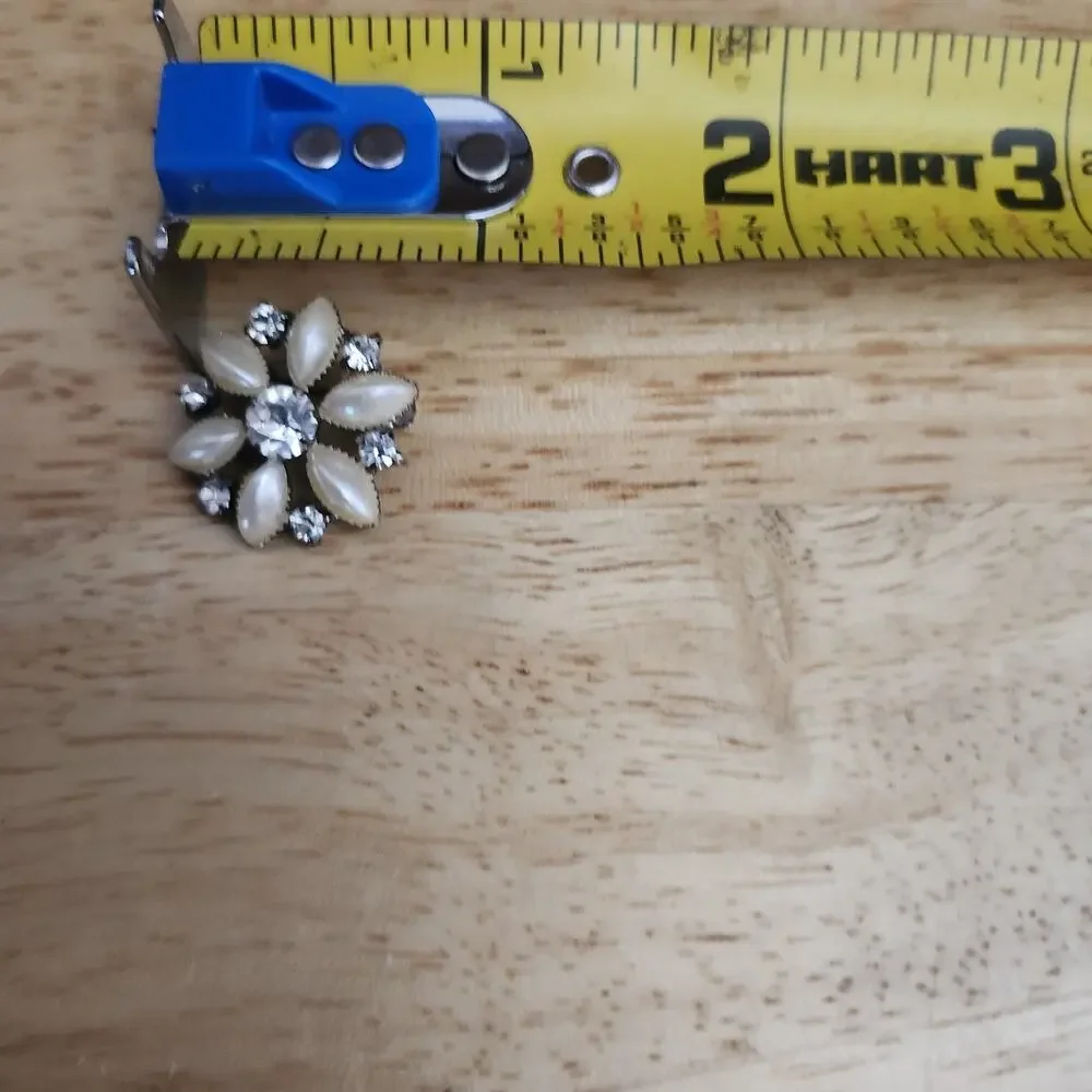 3 Vtg Rhinestone Floral Brooch Pin Silver Bronze Tone Starburst Textured Pendant